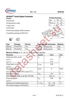 BSS123 E6433 datasheet  